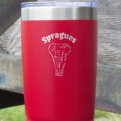Elephant 20 oz Stainless Steel Tumbler - Red - Single Sided (Personalized)