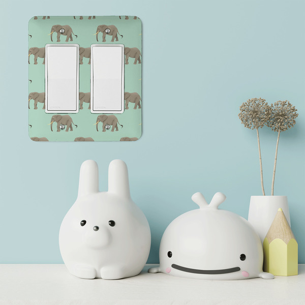 Elephant Rocker Light Switch Covers - Double - IN CONTEXT