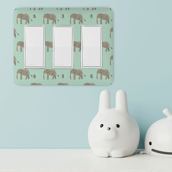 Elephant Rocker Light Switch Covers - Triple - IN CONTEXT