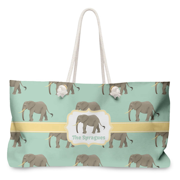 Custom Elephant Large Tote Bag with Rope Handles (Personalized)