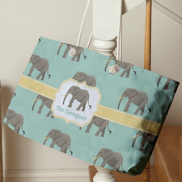 Elephant Large Rope Tote - Life Style