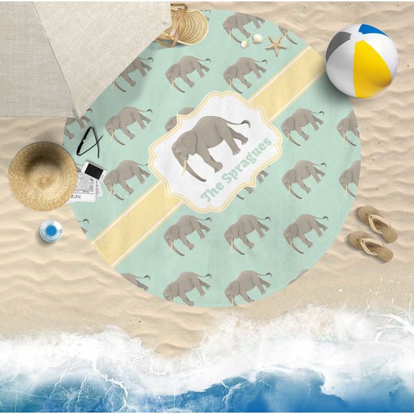 Elephant Round Beach Towel Lifestyle