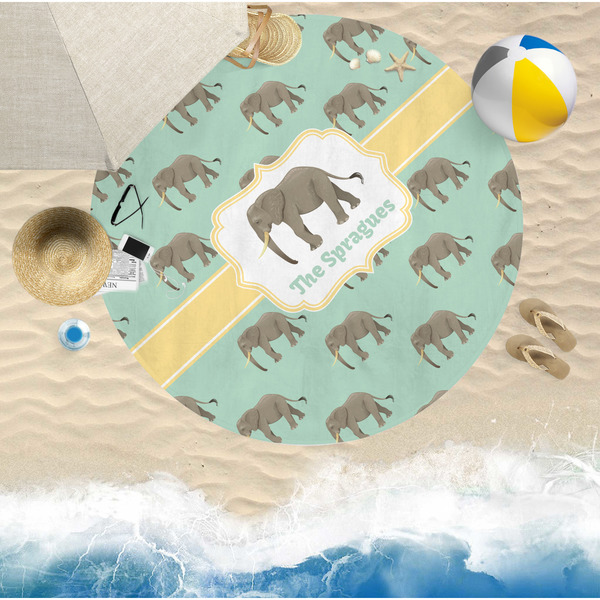 Elephant Round Beach Towel Lifestyle