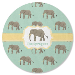 Elephant Round Rubber Backed Coaster (Personalized)