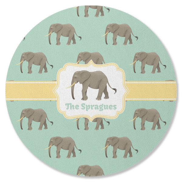 Custom Elephant Round Rubber Backed Coaster (Personalized)
