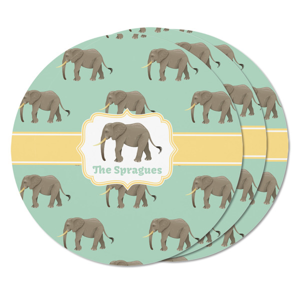 Elephant Round Fridge Magnet - THREE