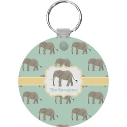 Elephant Round Plastic Keychain (Personalized)