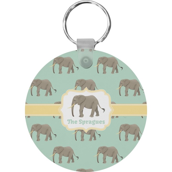 Custom Elephant Round Plastic Keychain (Personalized)