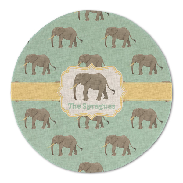Custom Elephant Round Linen Placemat - Single Sided (Personalized)