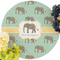 Elephant Round Linen Placemats - Front (w flowers)