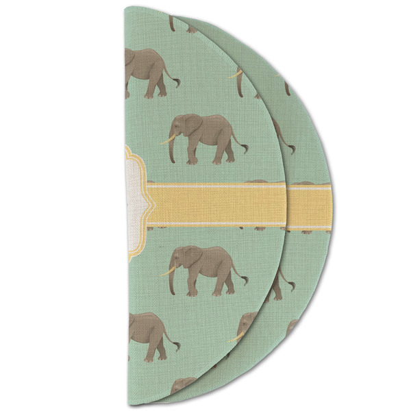 Elephant Round Linen Placemats - HALF FOLDED (double sided)