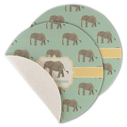 Elephant Round Linen Placemat - Single Sided - Set of 4 (Personalized)