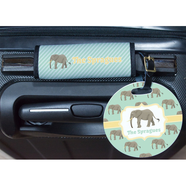 Elephant Round Luggage Tag & Handle Wrap - In Context