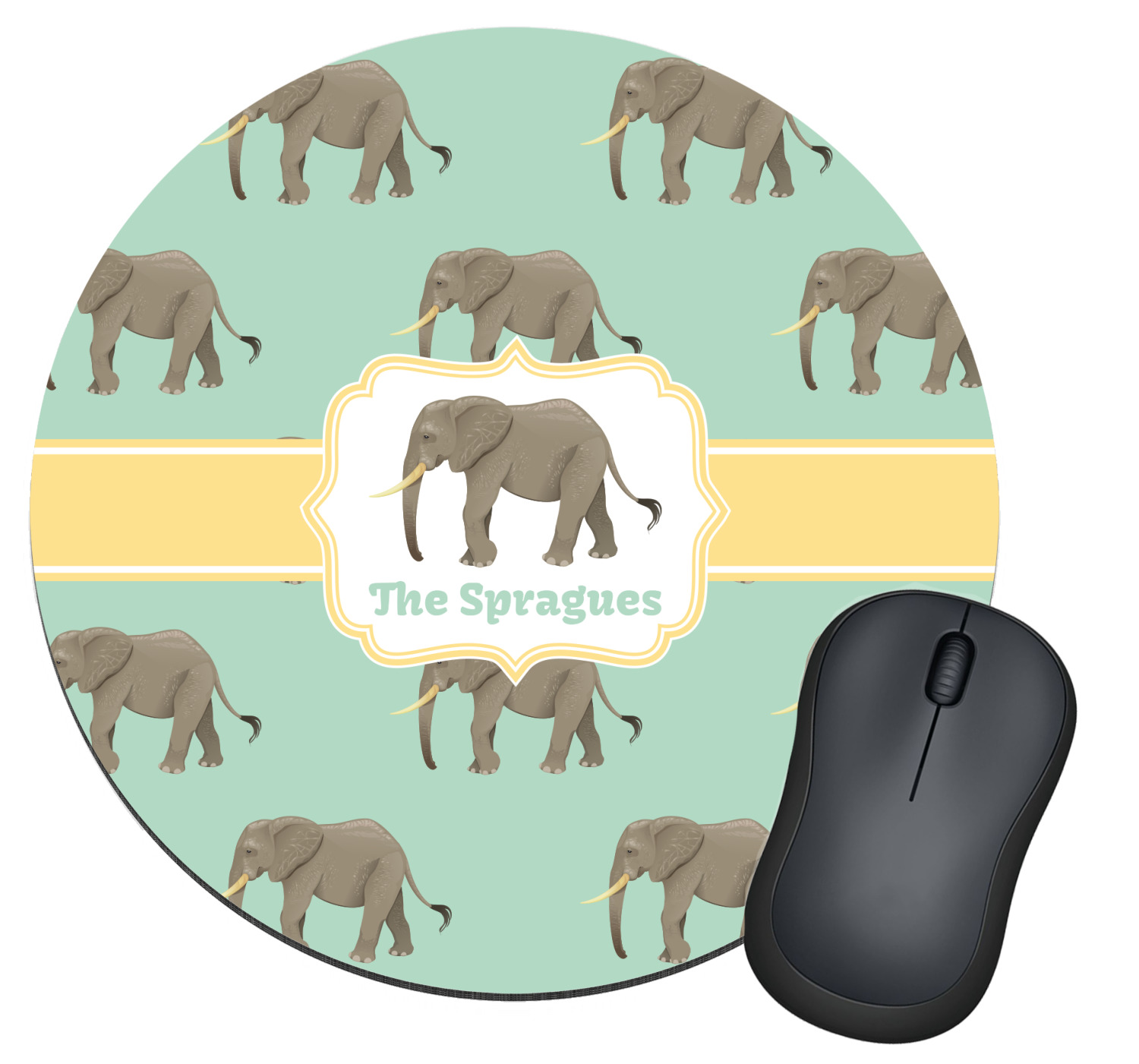 Elephant Round Mouse Pad (Personalized) YouCustomizeIt