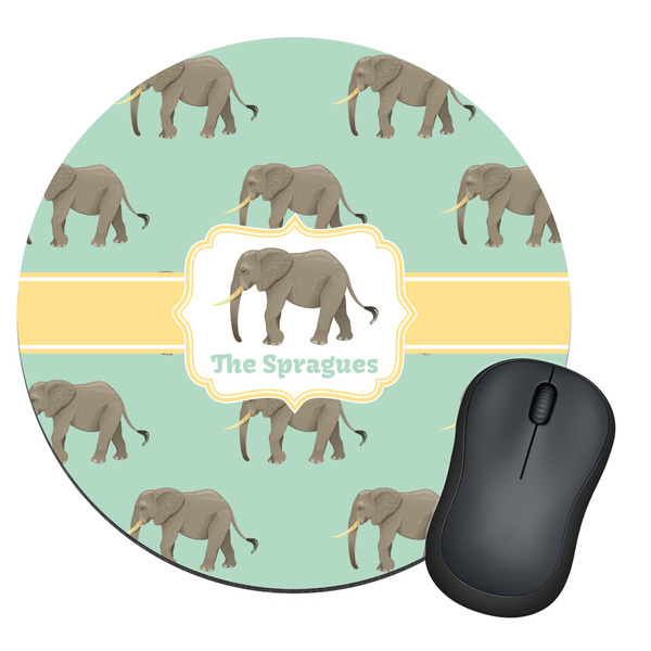 Custom Elephant Round Mouse Pad (Personalized)