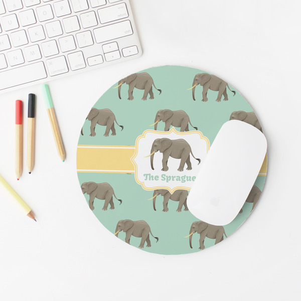 Elephant Round Mousepad - LIFESTYLE 2