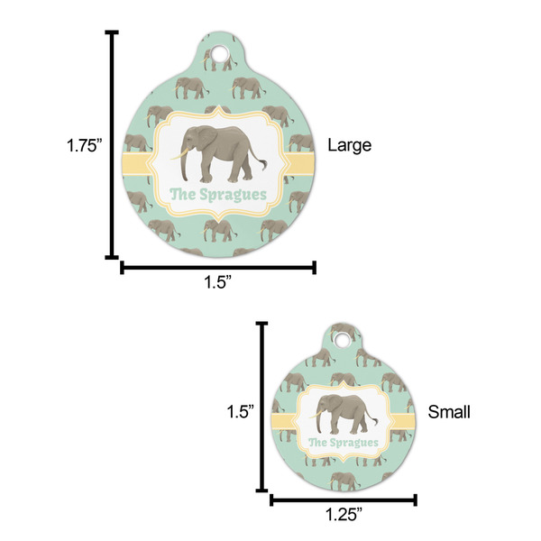 Elephant Round Pet ID Tag - Large - Comparison Scale