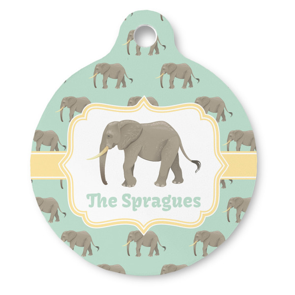 Custom Elephant Round Pet ID Tag (Personalized)