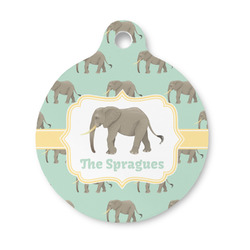 Elephant Round Pet ID Tag - Small (Personalized)