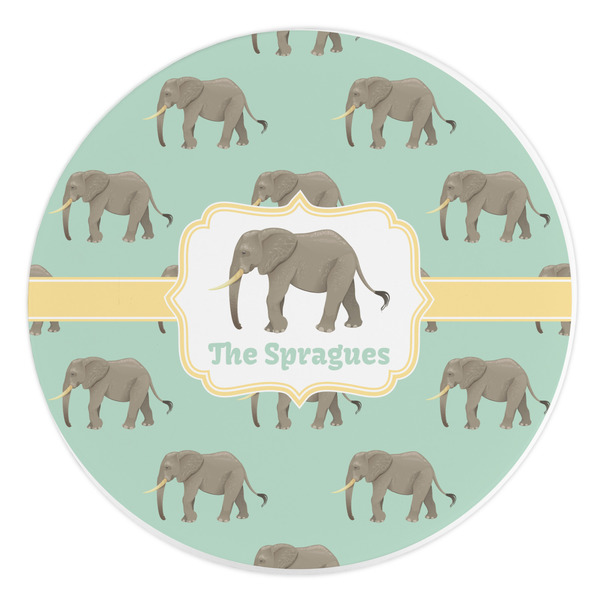Custom Elephant Round Stone Trivet (Personalized)