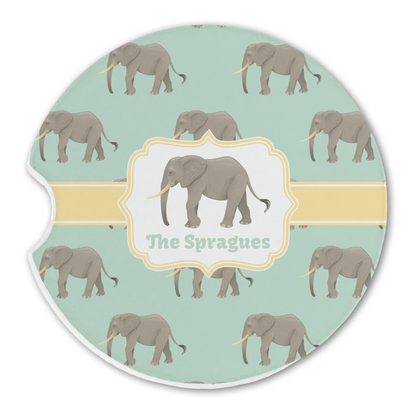 Custom Elephant Sandstone Car Coaster - Single (Personalized)