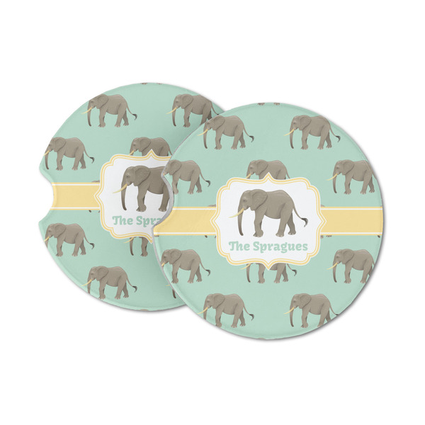 Custom Elephant Sandstone Car Coasters - Set of 2 (Personalized)