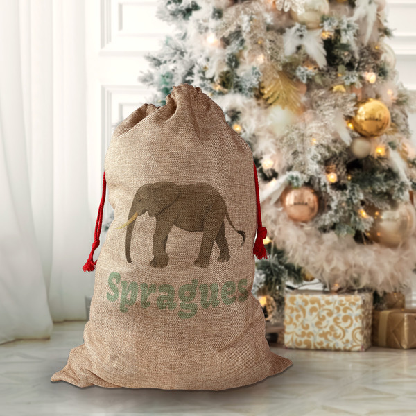 Elephant Santa Bag - Front (stuffed)