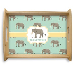 Elephant Natural Wooden Tray - Large (Personalized)