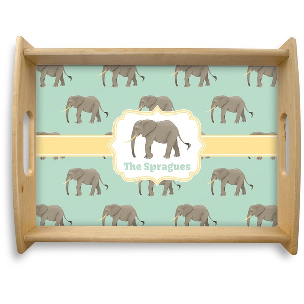 Custom Elephant Natural Wooden Tray - Large (Personalized)