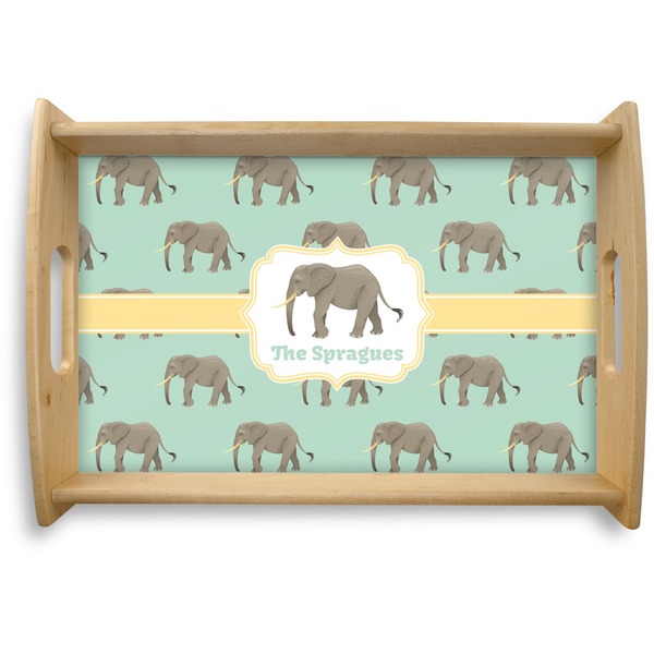 Custom Elephant Natural Wooden Tray - Small (Personalized)