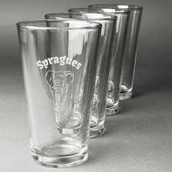 Elephant Pint Glasses - Engraved (Set of 4) (Personalized)