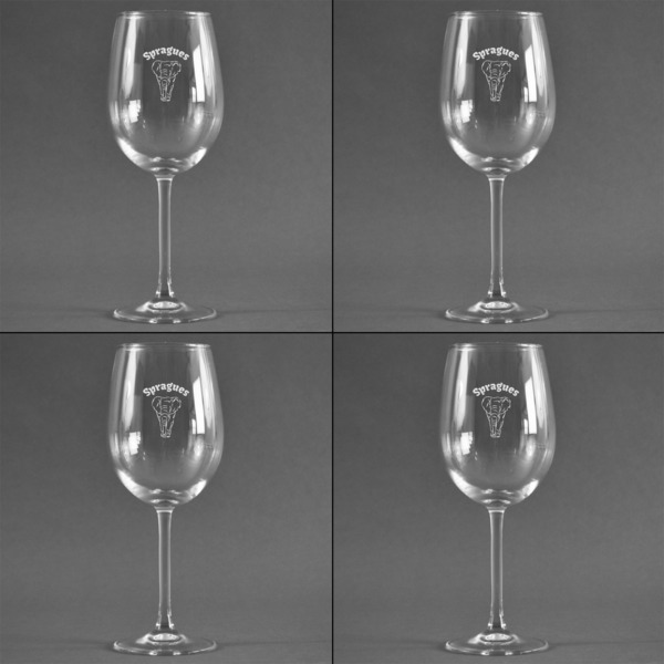 Elephant Set of Four Personalized Wineglasses (Approval)