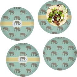 Elephant Set of 4 Glass Lunch / Dinner Plate 10" (Personalized)