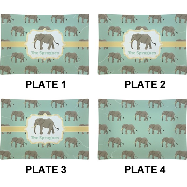 Elephant Set of Rectangular Appetizer / Dessert Plates (Approval)