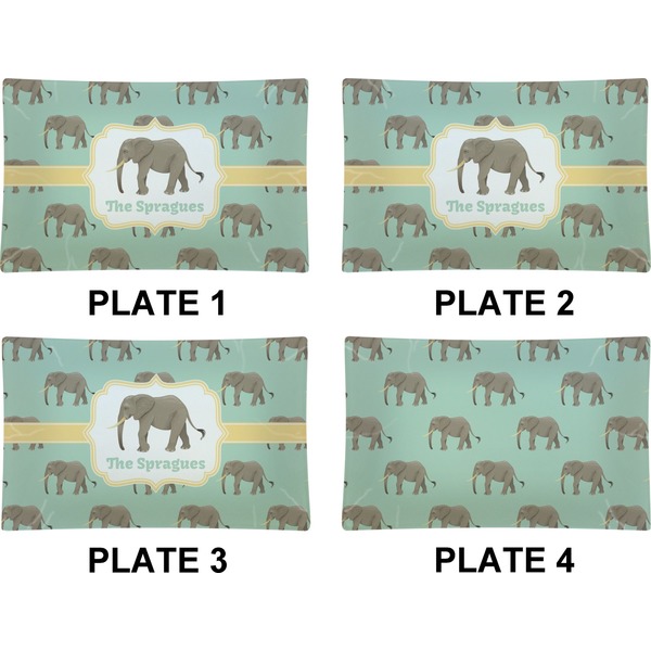Elephant Set of Rectangular Dinner Plates (Approval)