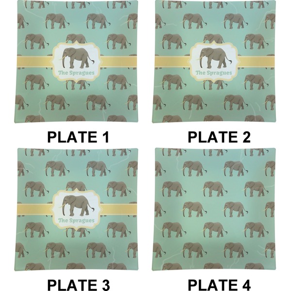 Elephant Set of Square Dinner Plates (Approval)