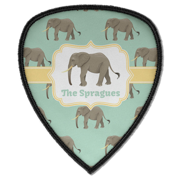 Custom Elephant Iron on Shield Patch A w/ Name or Text