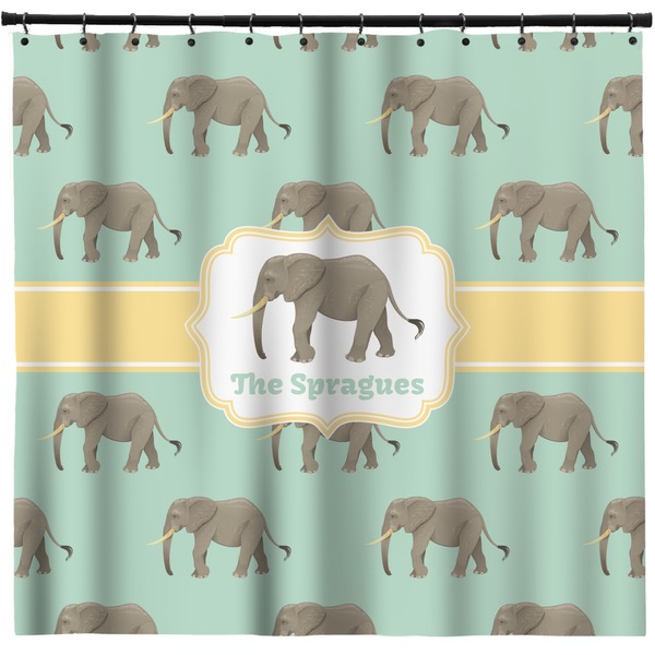 Custom Elephant Shower Curtain - 71" x 74" (Personalized)