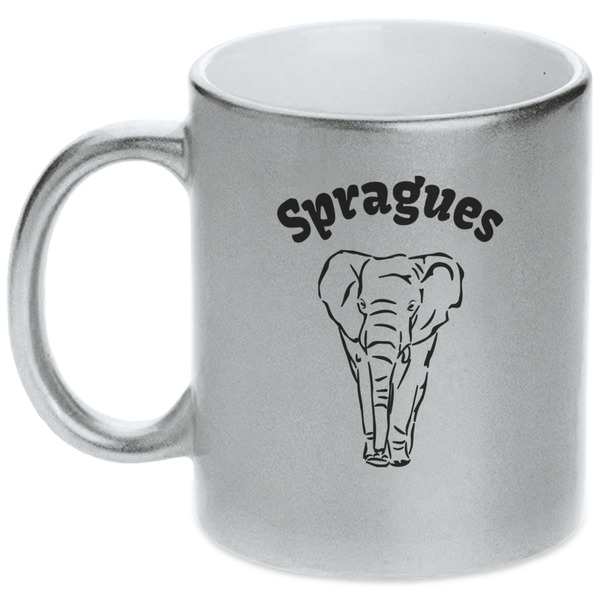 Custom Elephant Metallic Silver Mug (Personalized)