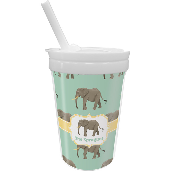 Custom Elephant Sippy Cup with Straw (Personalized)