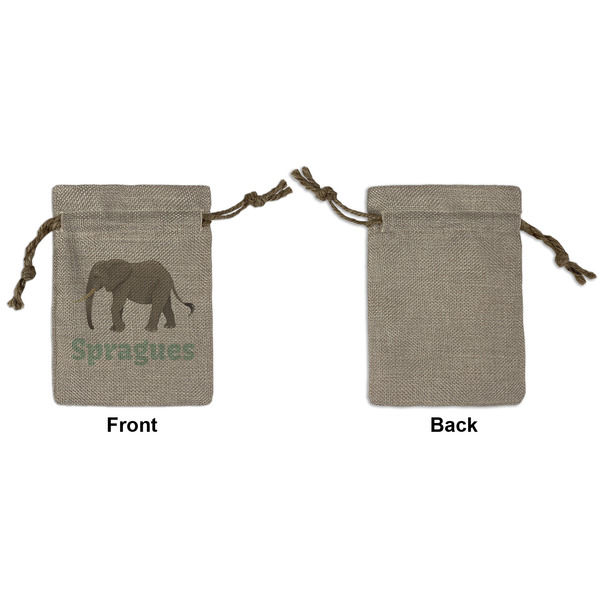 Elephant Small Burlap Gift Bag - Front Approval