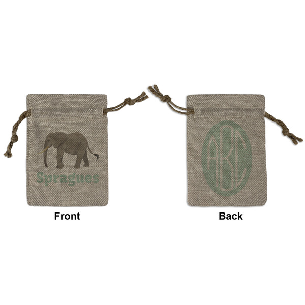 Custom Elephant Small Burlap Gift Bag - Front & Back (Personalized)
