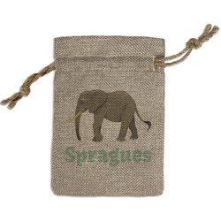 Elephant Small Burlap Gift Bag - Front (Personalized)