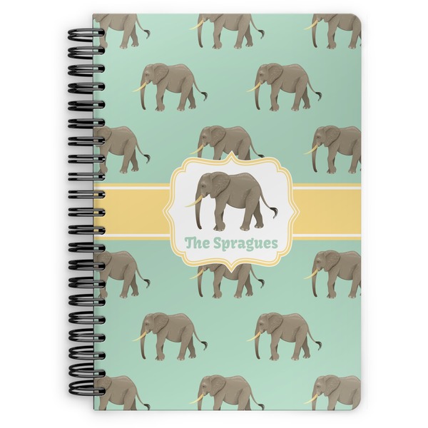Custom Elephant Spiral Notebook - 7x10 w/ Name or Text