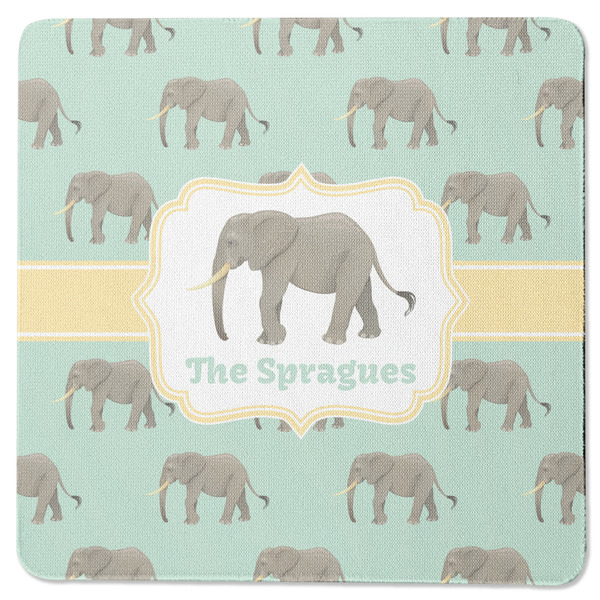 Custom Elephant Square Rubber Backed Coaster (Personalized)