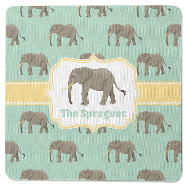 Custom Elephant Square Rubber Backed Coaster (Personalized)