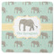 Elephant Square Coaster Rubber Back - Single