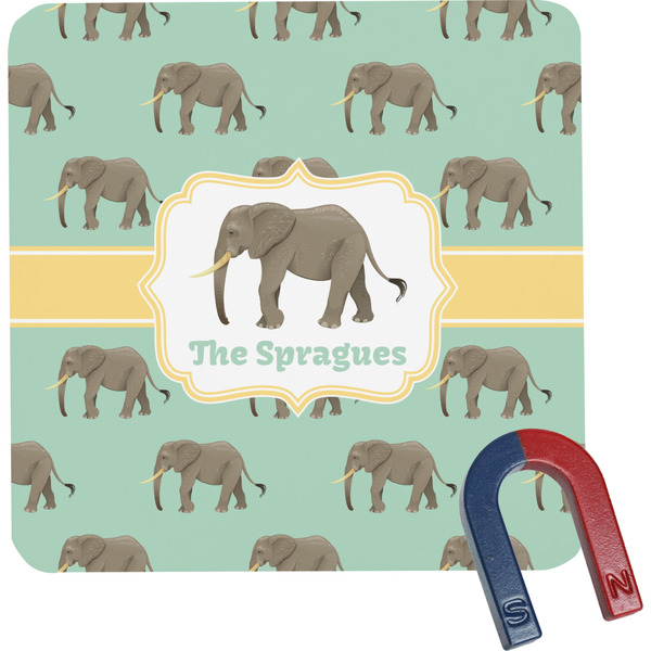 Custom Elephant Square Fridge Magnet (Personalized)