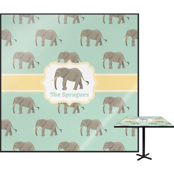 Custom Elephant Square Table Top - 24" (Personalized)