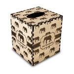 Elephant Wood Tissue Box Cover - Square (Personalized)